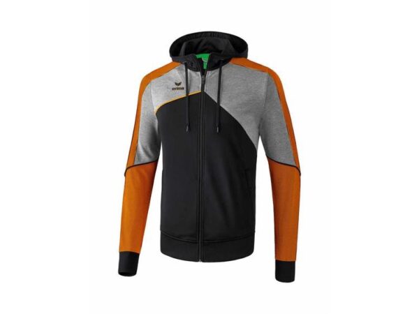 erima premium one 20 trainingsjacke mit kapuze schwarz grau melange neon orange 1071807 erwachsene gr s