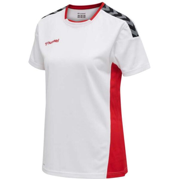 hummel authentic poly jersey damen s s white true red 204921 9402 gr m
