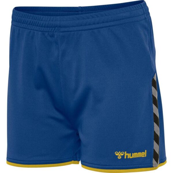 hummel authentic poly shorts damen true blue sports yellow 204926 7724 gr s